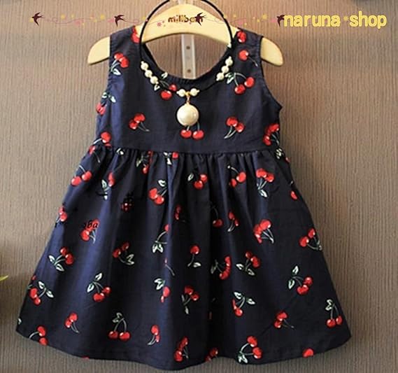 Amazon Naruna Shop ナルナショップ さくらんぼワンピース リボン付き お出かけ ガールズ 110 ワンピース チュニック 通販