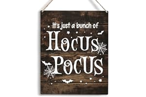 YCYD Halloween Hocus Pocus Decor It's Just A Bunch of Hocus Pocus Sign Halloween Yard Decor Wall Decor for Cafe Bar Pub Home Beer Halloween Hocus Pocus Door Decorations Wooden Hanging Sign 10x8 Inches