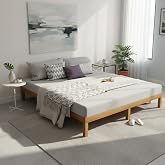 AYJOIR Queen Size Bed Frame, Solid Wood Platform Beds with Wooden Slats Support, No Box Spring Needed, Easy Assembly, Underbed Space for Storage, Brown
