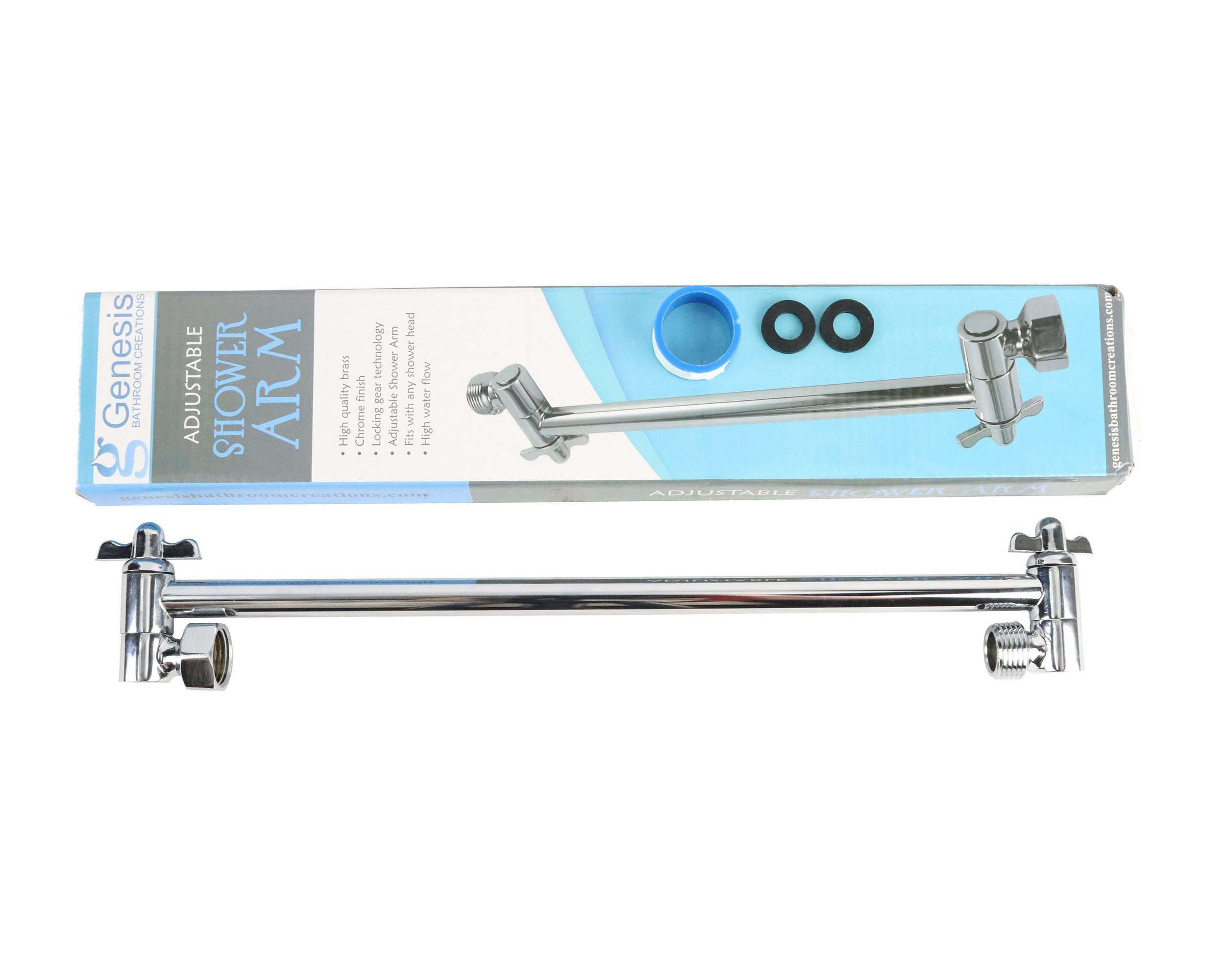 Ultra Long Locking Shower Head Extension Arm 15 Inch Fully Adjustable