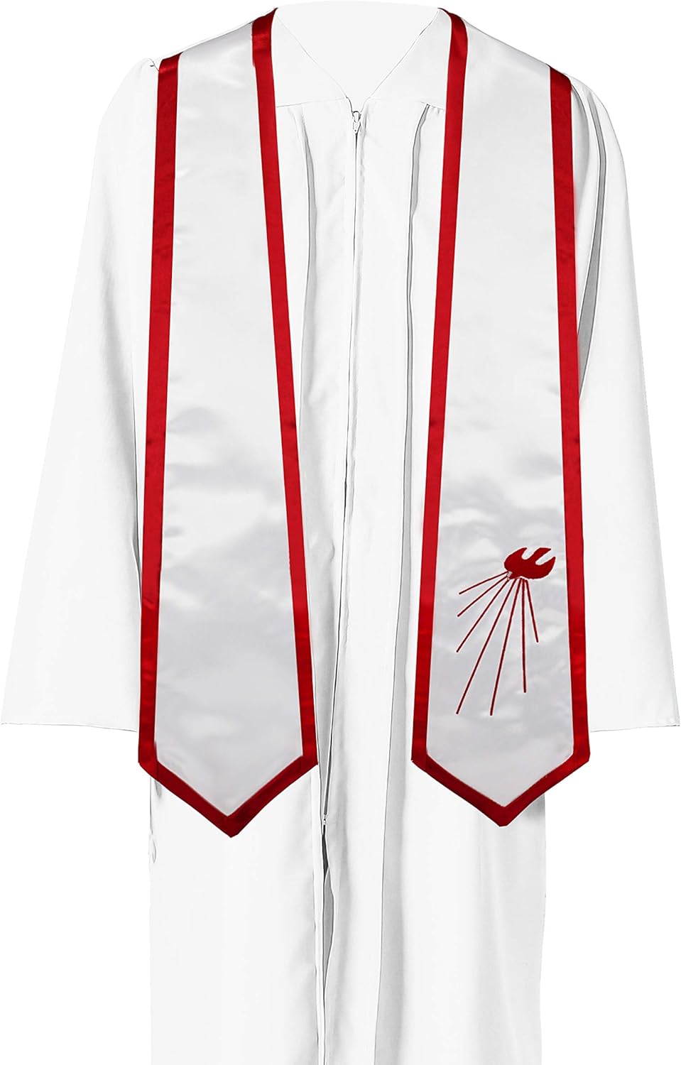 IvyRobes Descending Dove Confirmation Stoles White End with Red Trim: Clothing
