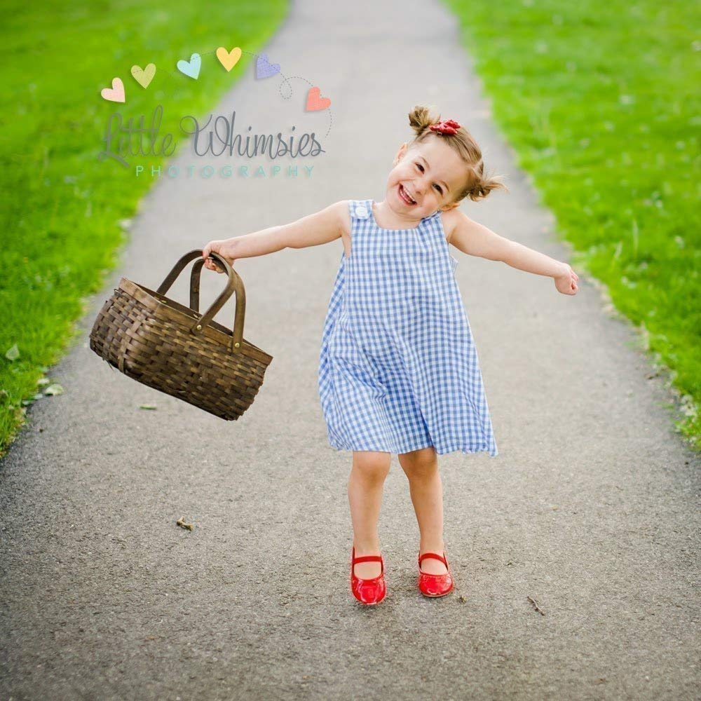 blue and white pinafore dress