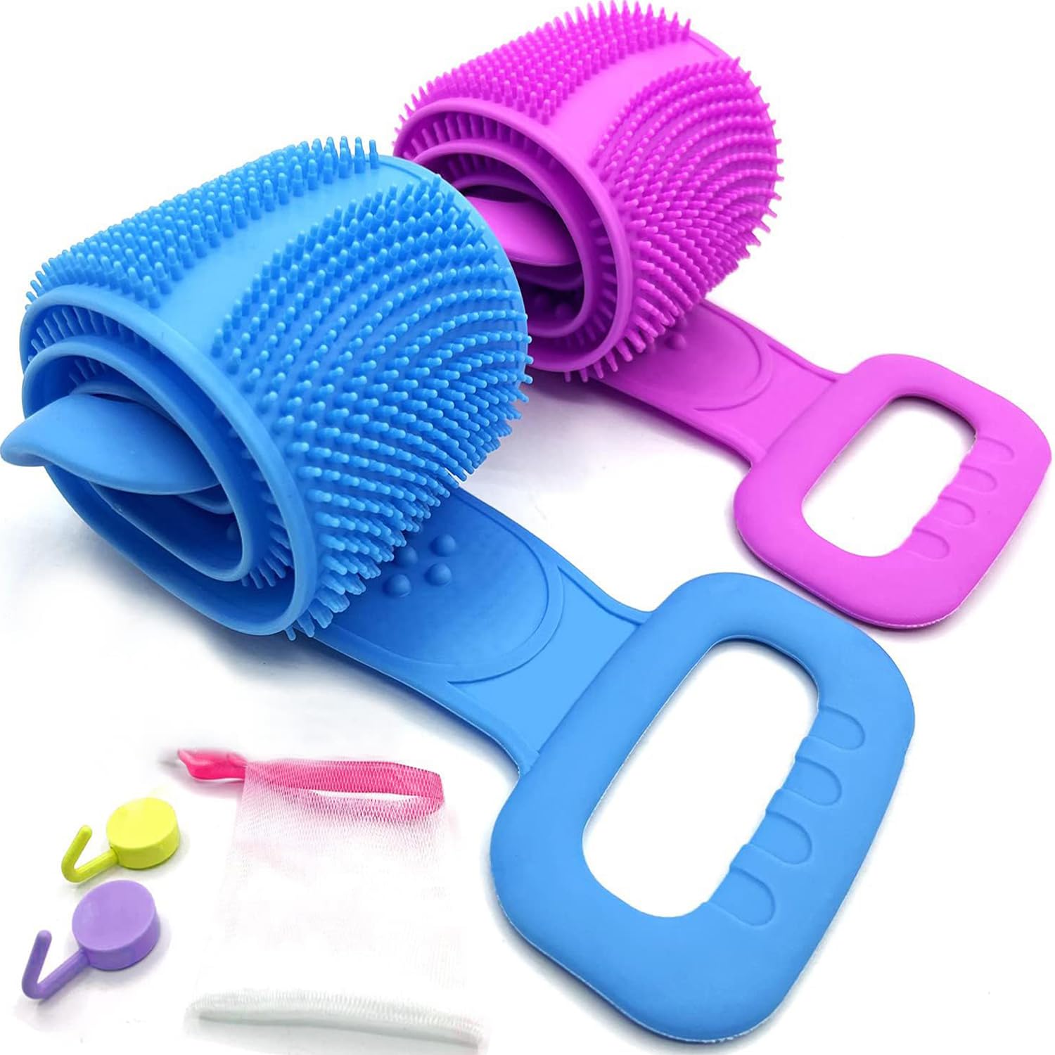 Photo 1 of **Blue only***Sofine® 2 Pack Silicone Back Scrubber for Shower,31.5in Dual Sided Bath Body Scrubber,Shower Brush Washer Extra Long with Handle,Back Applicator,Exfoliating Back Scrubbers for Use in Shower Men&Women