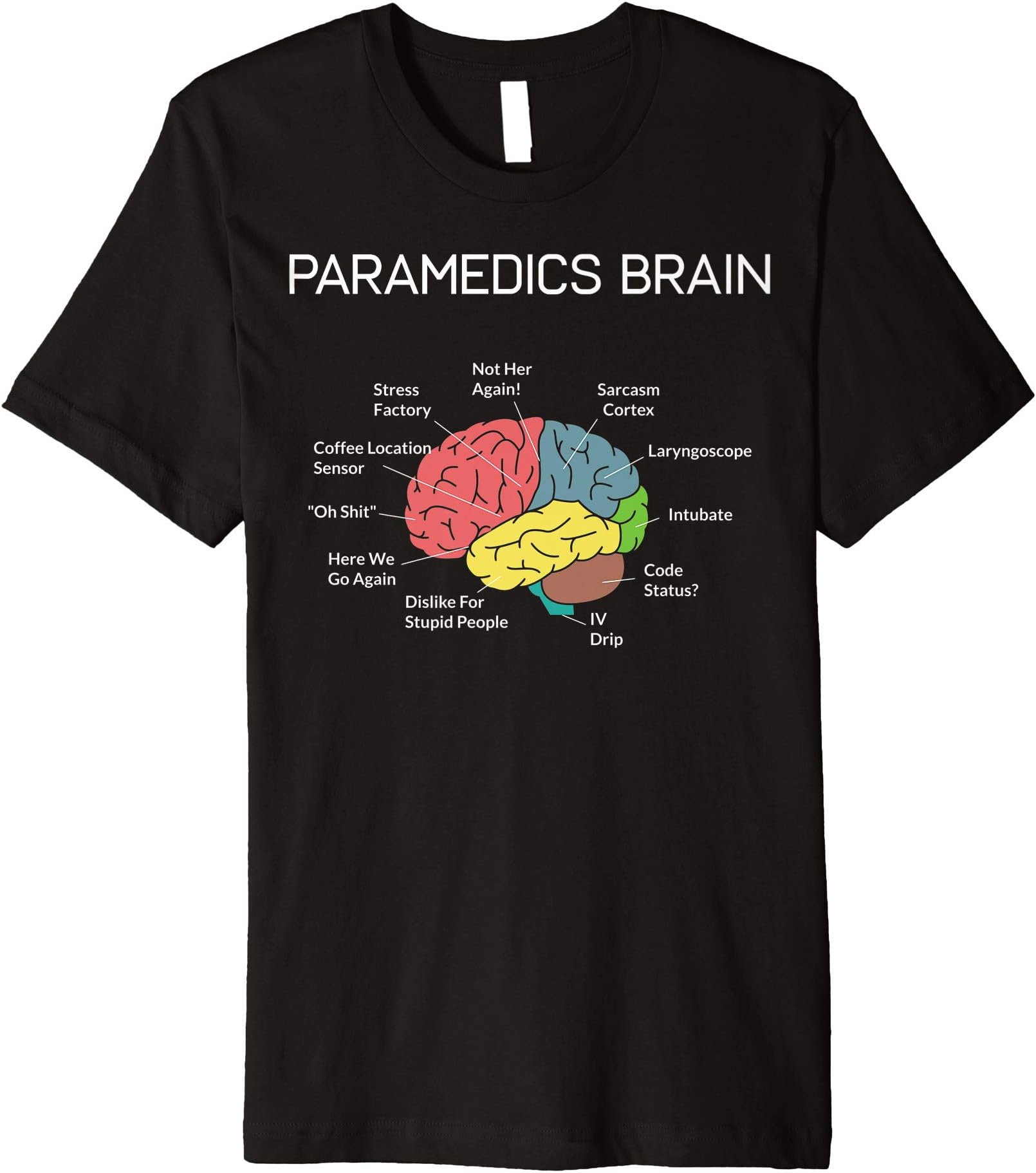 Funny Paramedic EMT EMS GiftsParamedics Brain Funny EMS EMT Paramedic Thin White Line Premium T-Shirt