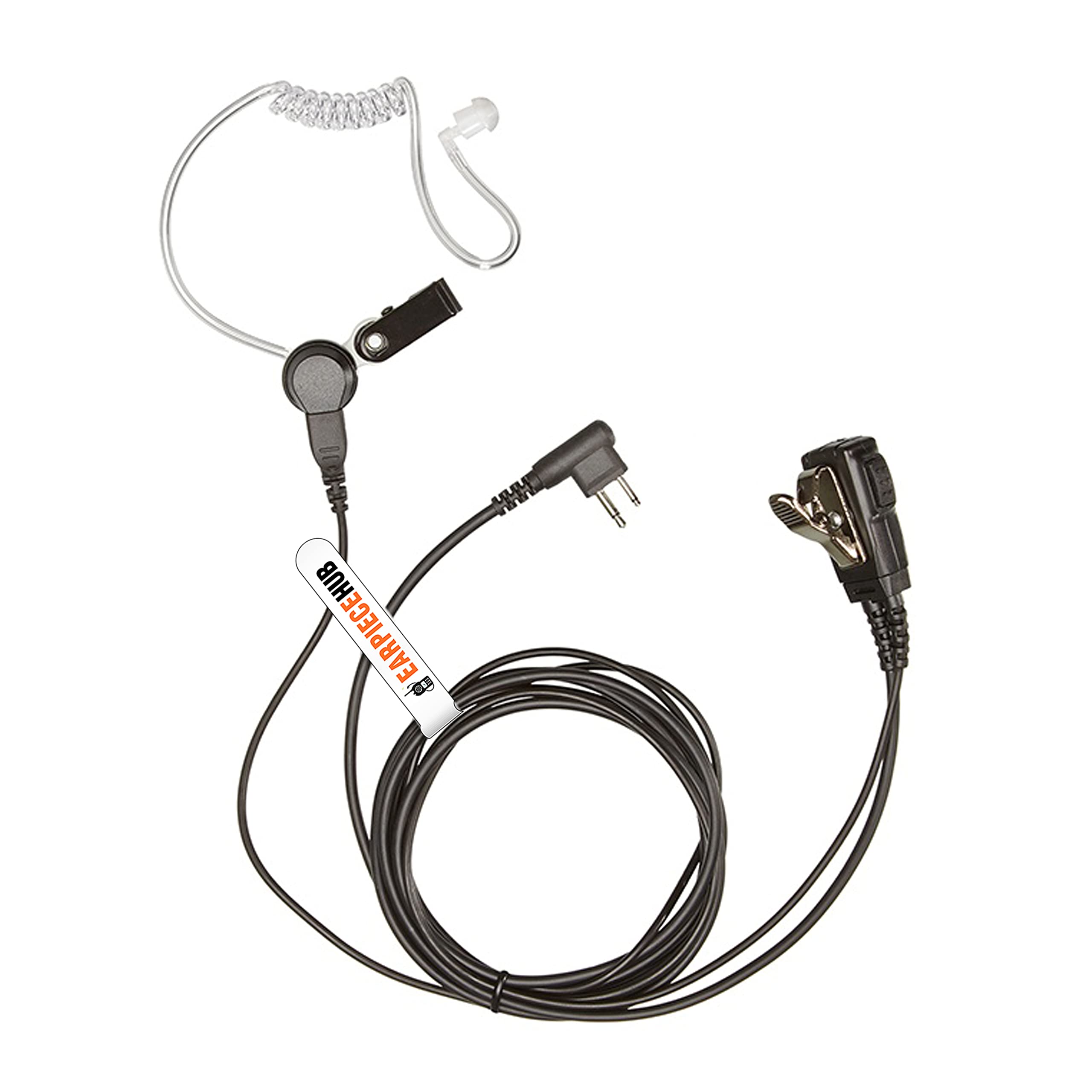 Covert Earphone Earpiece Compatible with Motorola 2 Pin Radio CP040, CP140, GP300, XTN, DTR 2 Way Radio with side PTT Microphone