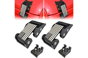 Aukmak Hood Latches fit for Jeep Wrangler JK JKU JL JLU 2007-2023 Gladiator with US Flag Style Aluminum Hood Catches Lock fit for Jeep Accessories