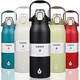 BJPKPK Insulated Water Bottles with Straw, 57 oz Sports Water Bottle with One-handed Opening Lid, BPA Free Leakproof Easy Carry Jugs, Flasks for Gym Sports Outdoors, Black