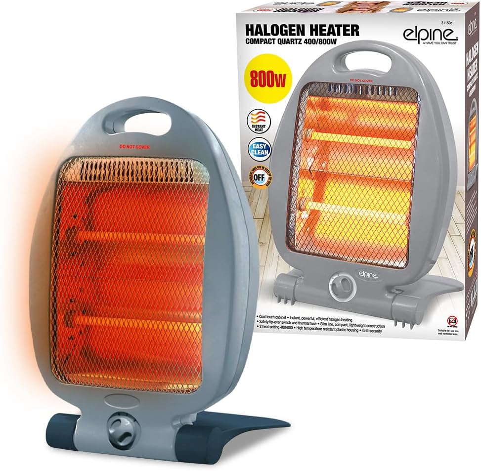 BARGAINS-GALORE 800W Halogen Heater Two Settings Compact Silent Energy Saving