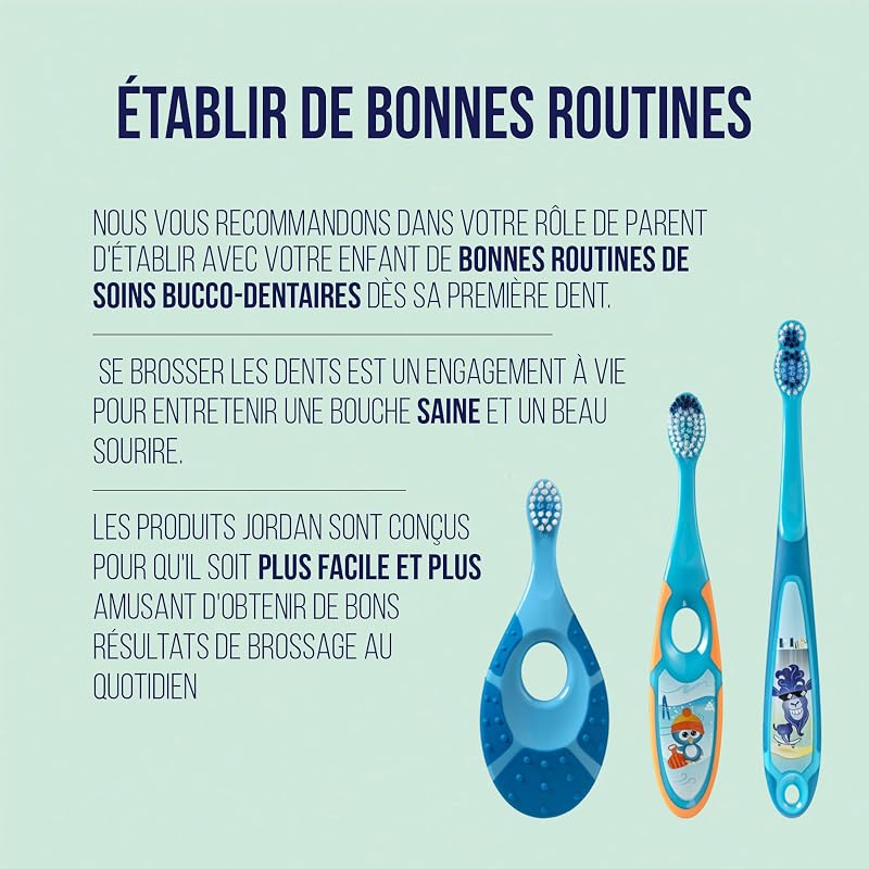 Jordan ® | Step 1 | Brosse à dents pour bébés de 0 à 2 ans | La brosse à dents originale pour tout-petits avec des poils extra doux et un anneau de morsure doux pour les gencives des bébés | 2 unités