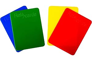 REFSTUFF REFSCORER RefStuff RefScards Soccer Referee Red and Yellow Cards Caution and Dismissal Cards (Pack of 4 inc Blue & Green)