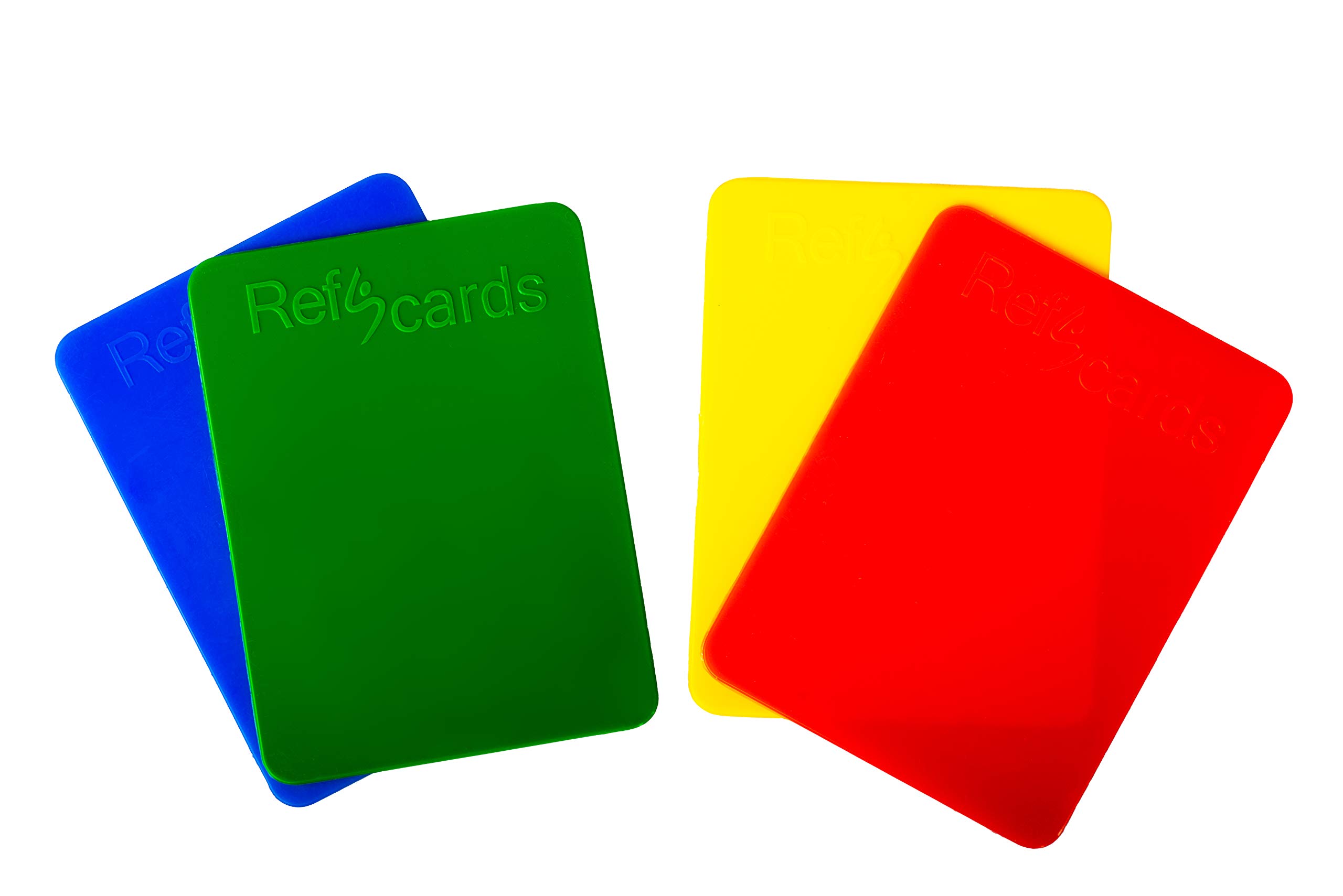 RefStuff RefScards Football Referee Red and Yellow Cards (Pack of 4 inc Blue & Green)
