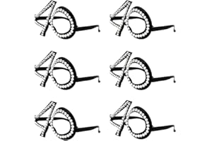 Ocean Line 40th Birthday Glasses - Number Crystal Frame, Party Favors, Wedding, Funny Costume Sunglasses, Novelty Eyewear Celebration Decoration for Kids and Adults 6 Pack (40)