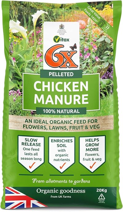 6X Pelleted Chicken Manure 20kg Fertiliser—Organic, Oven Sterilised, 6-8x Rich