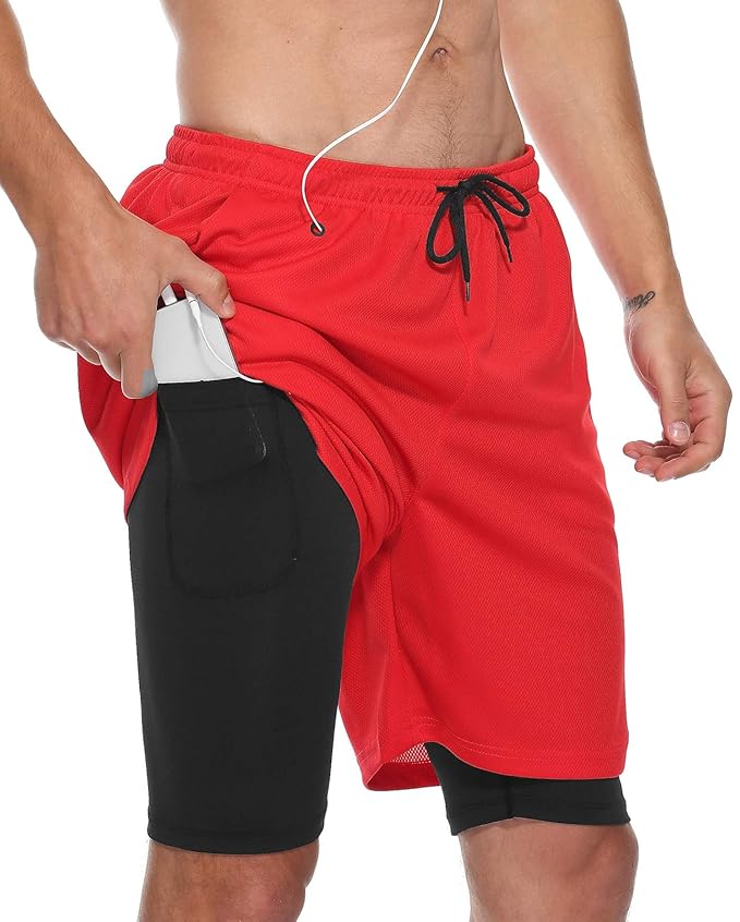 2 In 1 Running Shorts Fitness Sports Training Quick Dry Gym men Sport shorts Running Jogging 