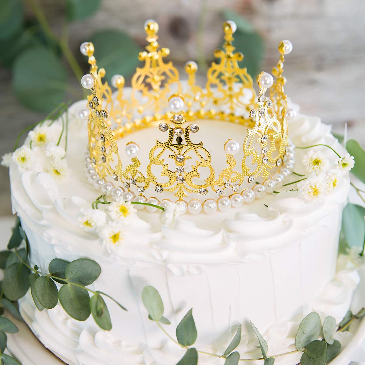 Avafort Crown Tiara Cake Topper Crystal Pearl Children Hair