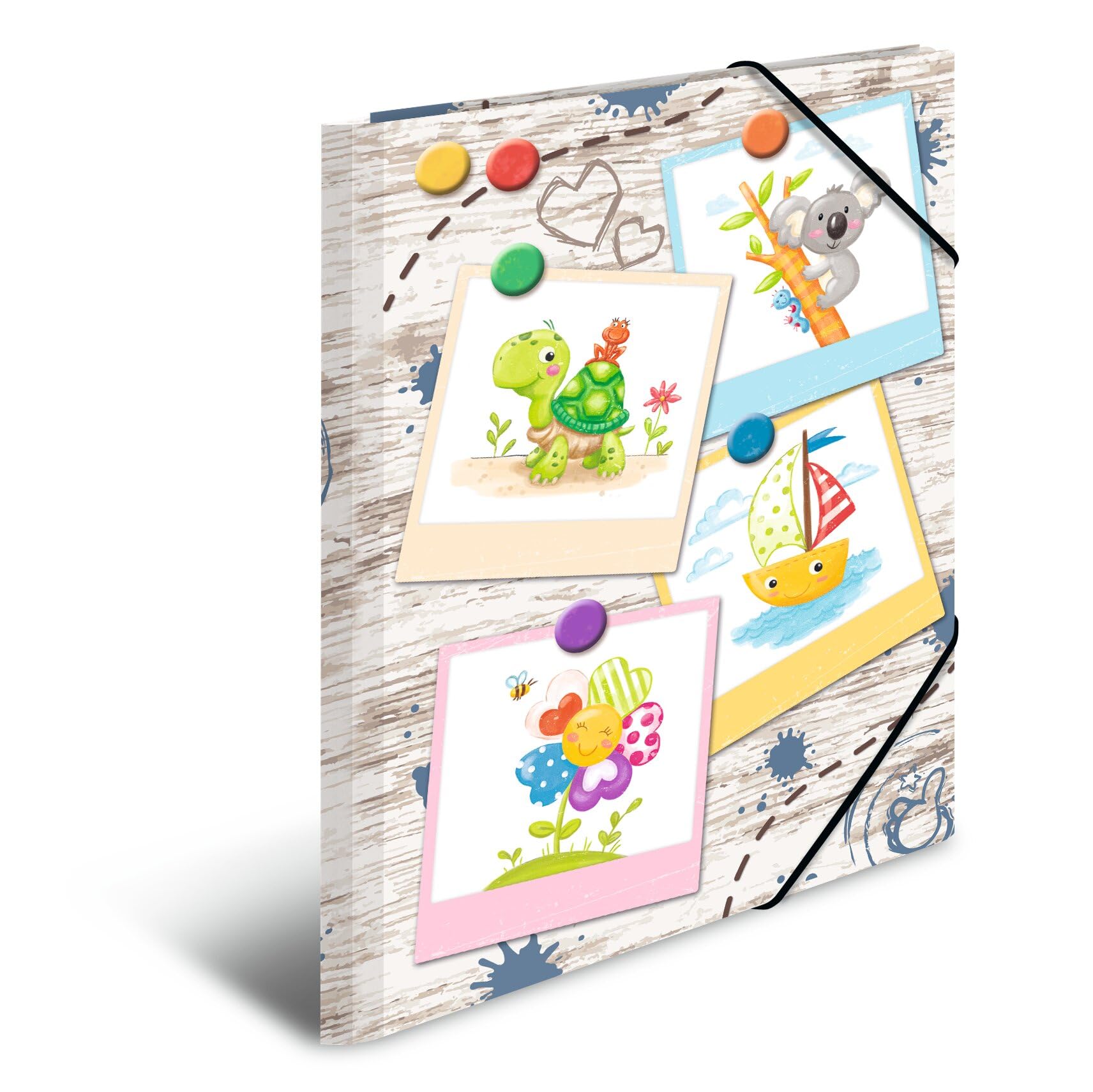 HERMA Elastic Folder Kindergarten with Sandbox Friends Motif, A4, Sturdy Cardboard, with Inner Print, 1 Span Folder