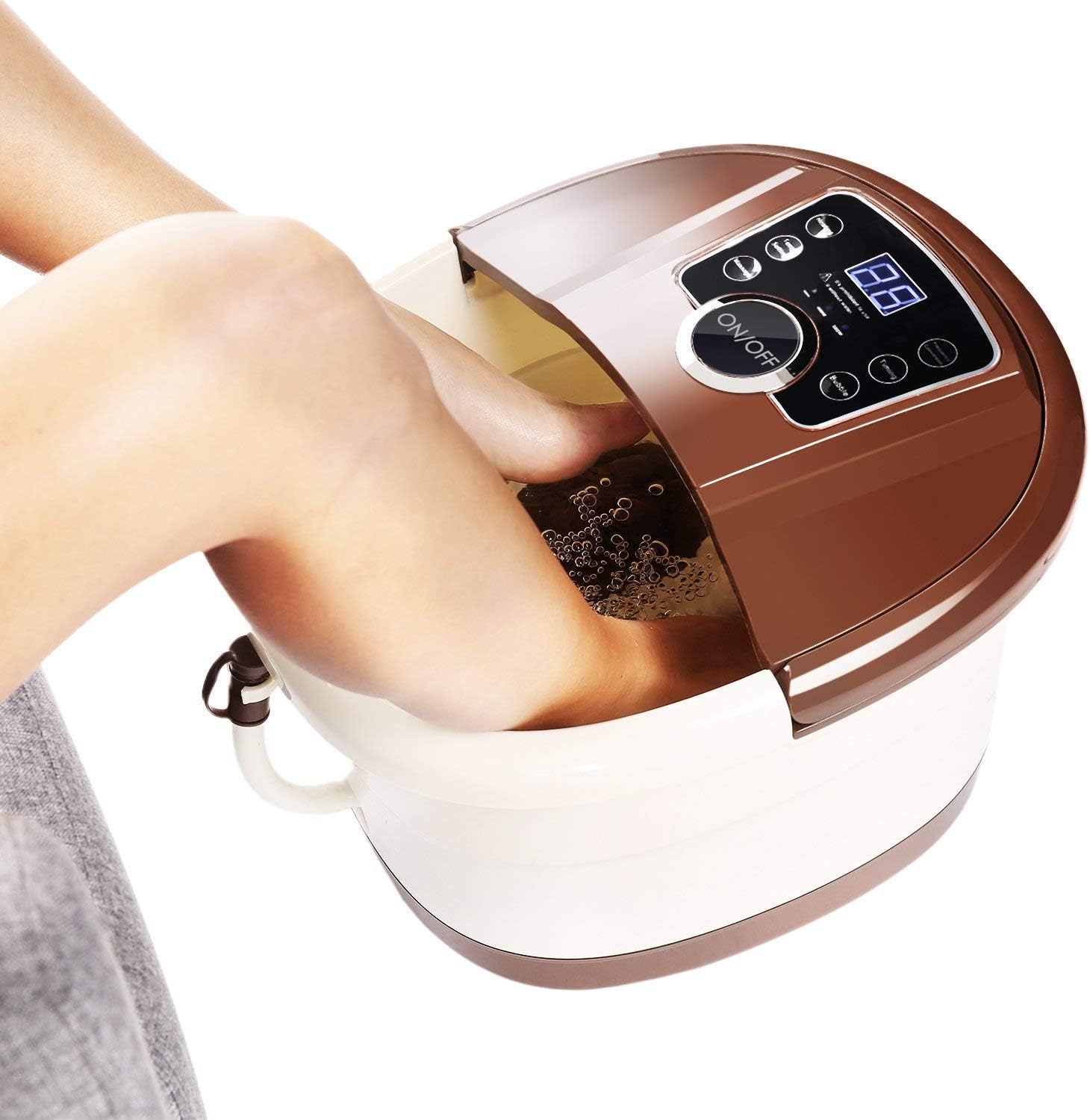 ACEVIVI Foot Spa Bath Motorized Massager with Heat, Frequency Conversion, Red Light Rolling Massage, Adjustable Time & Temperature, Water Spray Bubble: Health & Personal Care