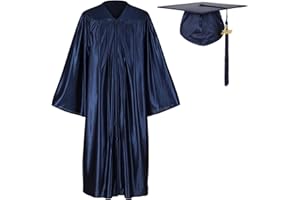 Erligo Unisex Shiny Graduation Gown and Cap Set with Tassel for Middle High School Bachelor