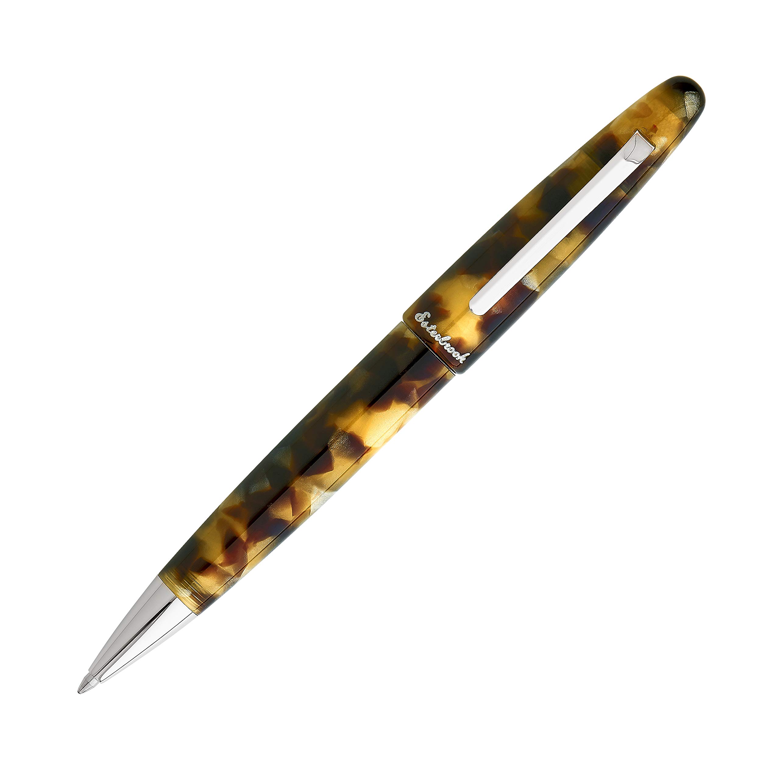 Esterbrook Estie Series Acrylic Ballpoint Pen - Marbled Brown with Silver Detail - Twist Mechanism - Fitted with Black Ink Refill - E129