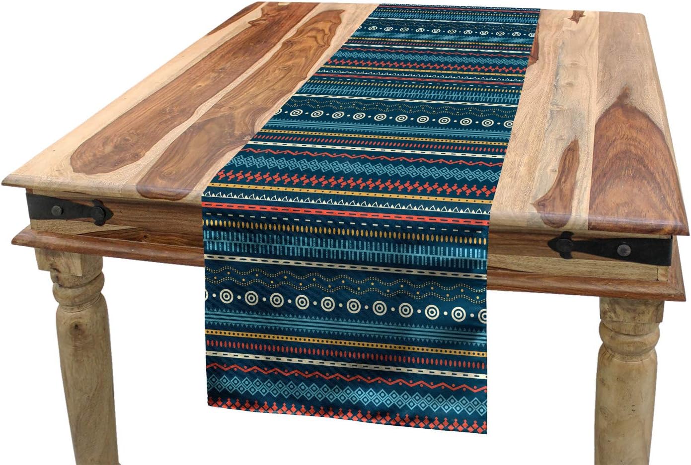 Lunarable Ethnic Table Runner, Geometric Lines Striped