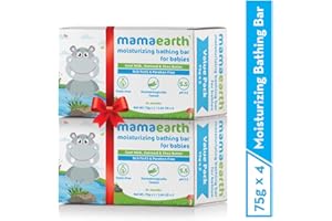 MAMAEARTH Moisturizing Baby Bathing Soap Bar with Goat Milk & Oatmeal for Soft & Nourished Skin | pH Balanced 5.5 | Gentle, Tear-Free Baby Soap | 75g × 4 (2.64 oz Each)