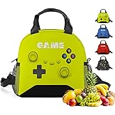 JIRAIKEI Game Lunch Bag for Boys Girls Gamer, Insulated Video Game Lunch Box for School Work Office Travel Picnic Hiking Beach, Waterproof Leakproof Portable Fits Most Bento Boxes