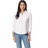 Gloria Vanderbilt Womens Ashten 3/4 Sleeve Button Down Shirt with Curved Hem Standard