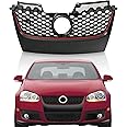 Partsflow Front Upper Main Black W/Red Trim Mesh Grille For 2006 2007 2008 2009 Volkswagen VW GTI For 2006 2007 2008 2009 Volkswagen VW Mk5 Jetta
