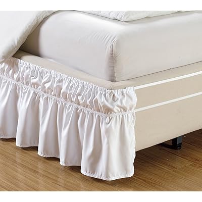 White Ruffled Elastic Bed Skirt Fits Queen, King, Kuwait Ubuy