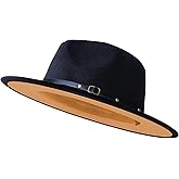 Wide Brim Fedora Hats for Women Men Two Tone Dress Hat Felt Panama Hat in Two Audlt Size