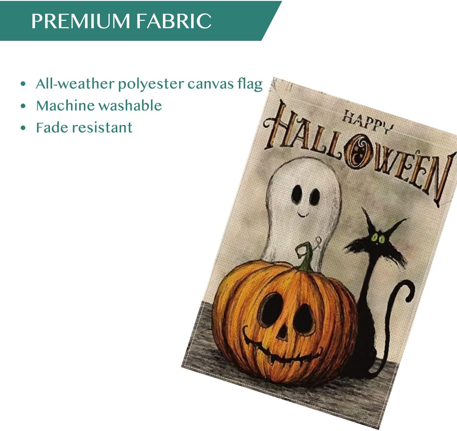 AVOIN Happy Halloween Garden Flag Vertical Double Sized, Spooky Ghost Pumpkin Jack O'Lantern Black Cat Yard Outdoor Decoration 12.5 x 18 Inch : Garden & Outdoor
