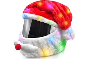 BUAEL Extra Large Christmas Santa Motorcycle Helmet Cover Light Up Hat Decoration 30 x 15.8 in for Men Women Fun Rides Gifts