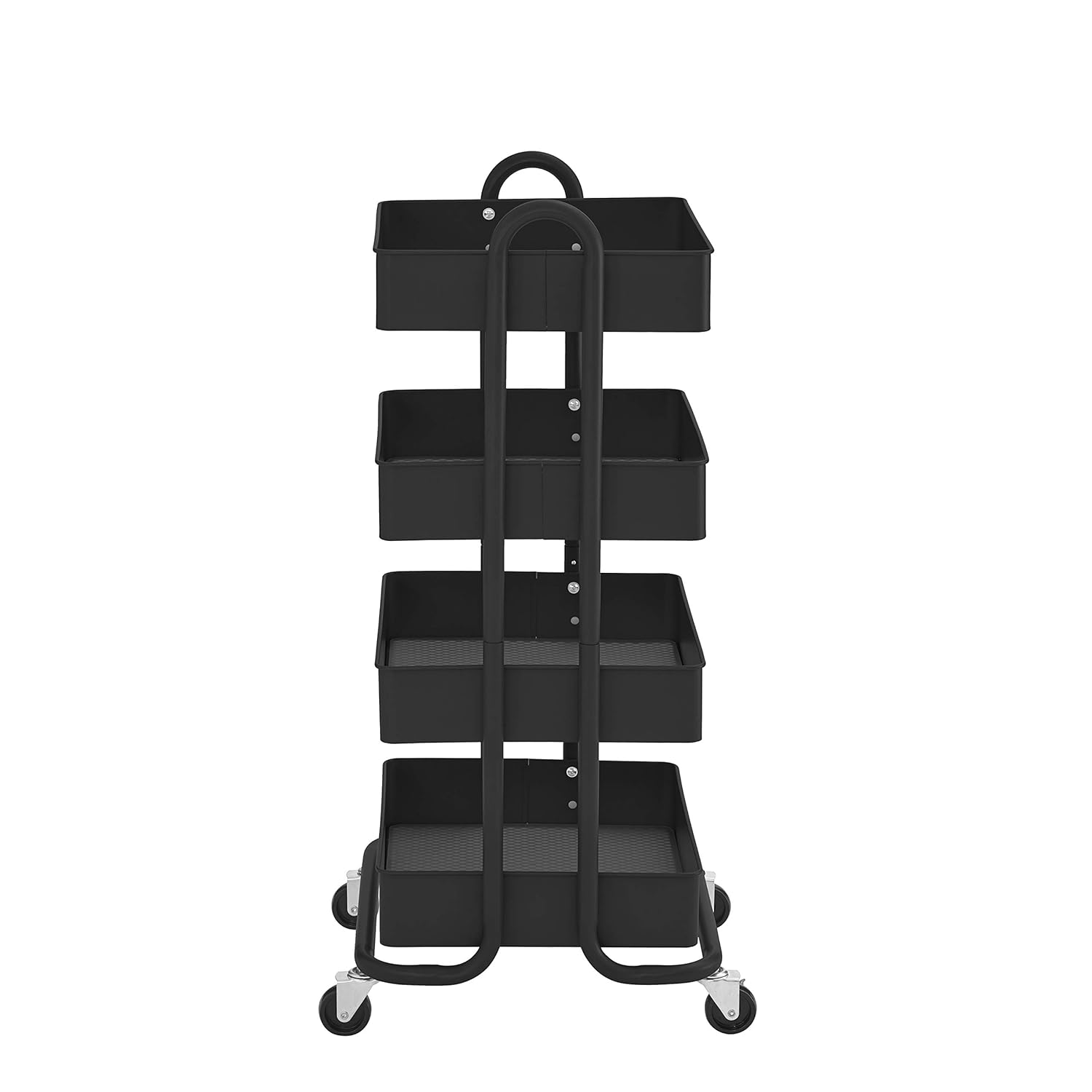 ECR4Kids 4-Tier Metal Rolling Utility Cart - Heavy Duty Mobile Storage Organizer, Black: Industrial & Scientific