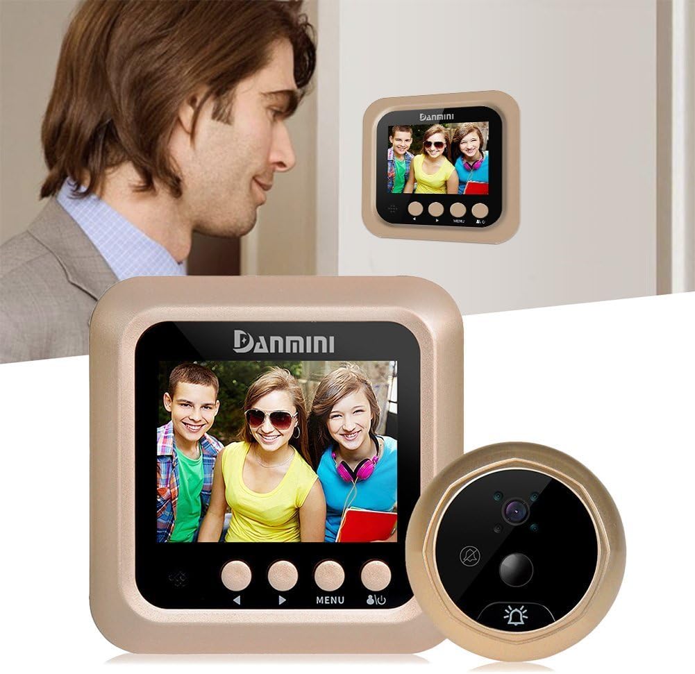 JIDIMI LCD Digital Door Viewer & Doorbell-Security Camera Monitor 160° Wide Angle Lens - Video Record Photo Shooting - No Wi-Fi & APP Required - Super Night Vision functio (Motion Detection Function)