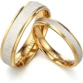Gemini Free Engrave His and Her Groom Bride 18K Yellow Gold P Matching Anniversary Wedding Couple Ring Valentine Day Gift