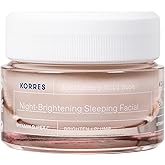 KORRES Wild Rose Skin Brightening Night Cream, Hydrating Face Moisturizer with Vitamin C, Hyaluronic Acid and Turmeric Extract, Overnight Facial Cream for Women with Tired, Depleted Skin, 40 ml