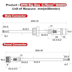 BTF-LIGHTING 3 Pin Electrical Connector 18AWG IP65