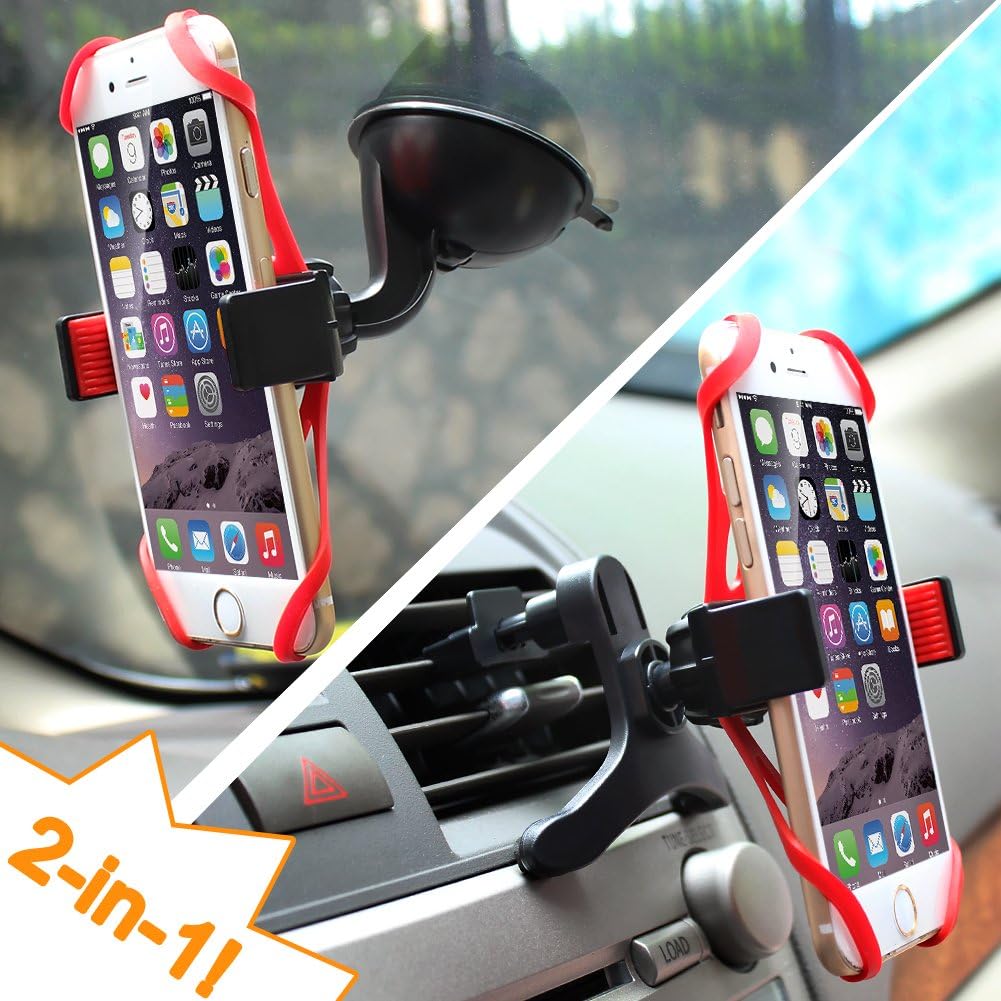 MEENSURE Universal 2-in-1 Car Mount for iPhone 6 plus, samsung S5, S6 and Smart Phones 2.3-3.5in Wide