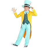 Childs Bright Mad Hatter Costume, Vibrant Mad Hatter Outfit For Kids With Hat, Soft Jacket With Vest And Bow Tie, And Pants