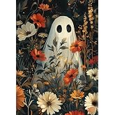LKHMVCA Halloween Ghost Daisy Flower Paint by Number Kits for Adults, DIY Paint by Numbers Kits for Adults Beginners Without Frame, Acrylic Paint Canvas Painting Kits Art for Home Decor 16x20 Inch