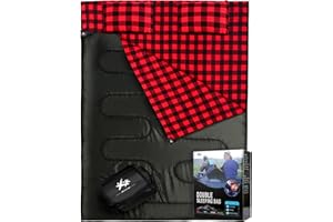 Double Sleeping Bag Cotton Flannel for 2 Person, Queen Size XL! 3 Season Warm & Cold Weather for Adults Kids Camping Backpack