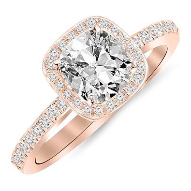 2 25 Ctw 14k White Gold Gia Certified Cushion Cut Classic Halo