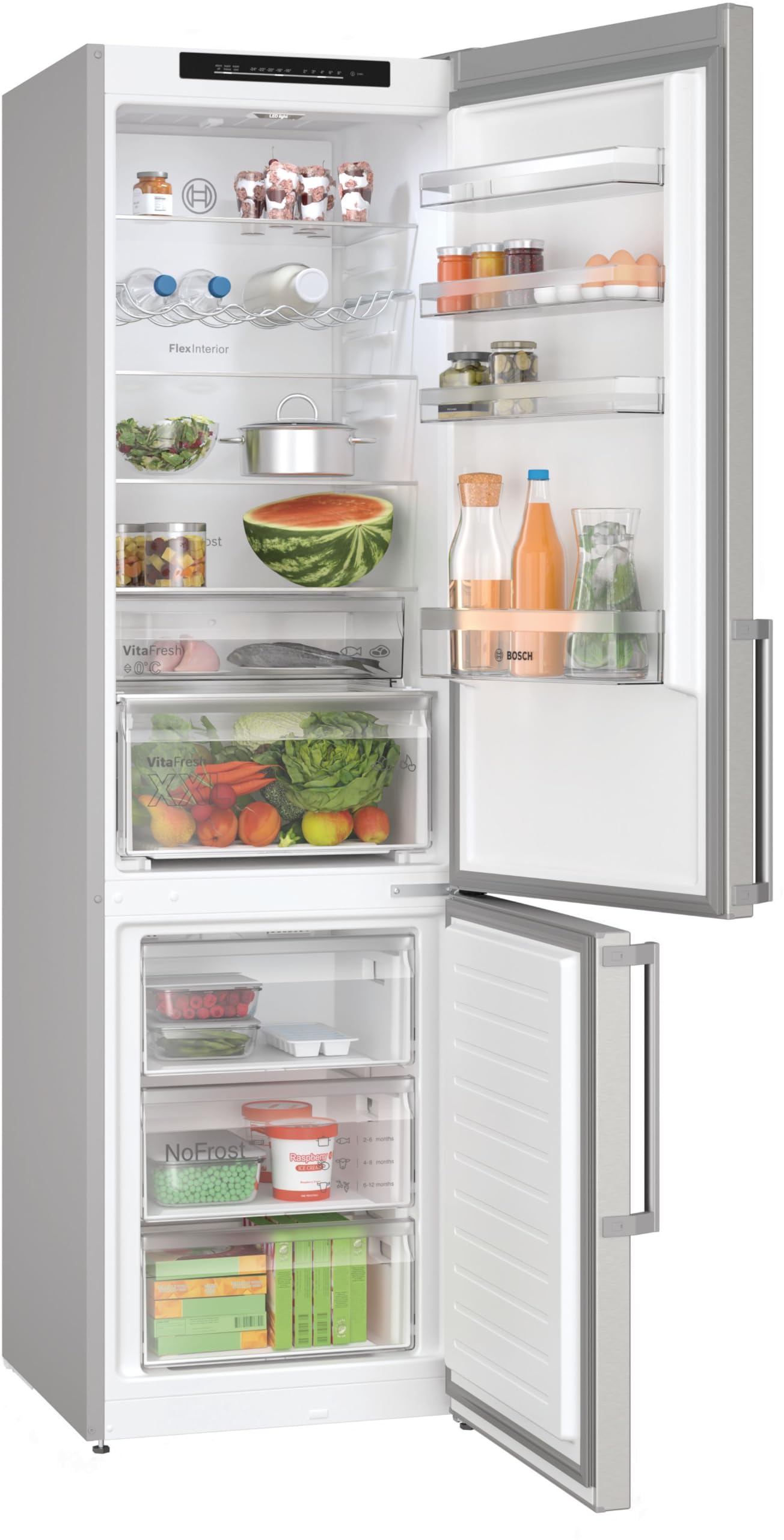 Bosch KGN39VIBT Serie 4 Kühl-Gefrier-Kombination, 203 x 60 cm, 260 L Kühlen & 103 L Gefrieren, VitaFresh XXL längere Frische, NoFrost nie wieder abtauen, LED-Beleuchtung gleichmäßige Ausleuchtung 2
