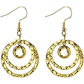 BOFILL 18K Gold Yellow Diamond Disc Earrings for Women Circle Drop Dangle Jewelry Hypoallergenic Gifts