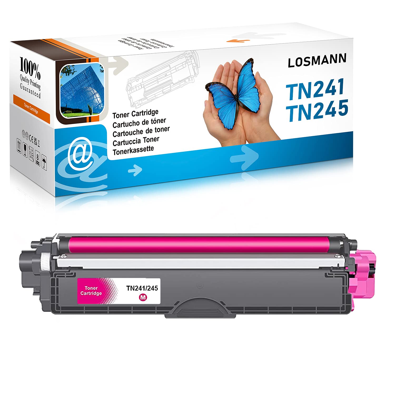 LOSMANN Compatible Toner Cartridge Replacement for Brother TN-241 TN-245 for Brother DCP-9015CDW 9020CDW HL-3140CW 3150CDW 3170CDW 3142CW 3152CDW MFC-9130CW 9140CDN 9340CDW 9330CDW (1 Magenta)