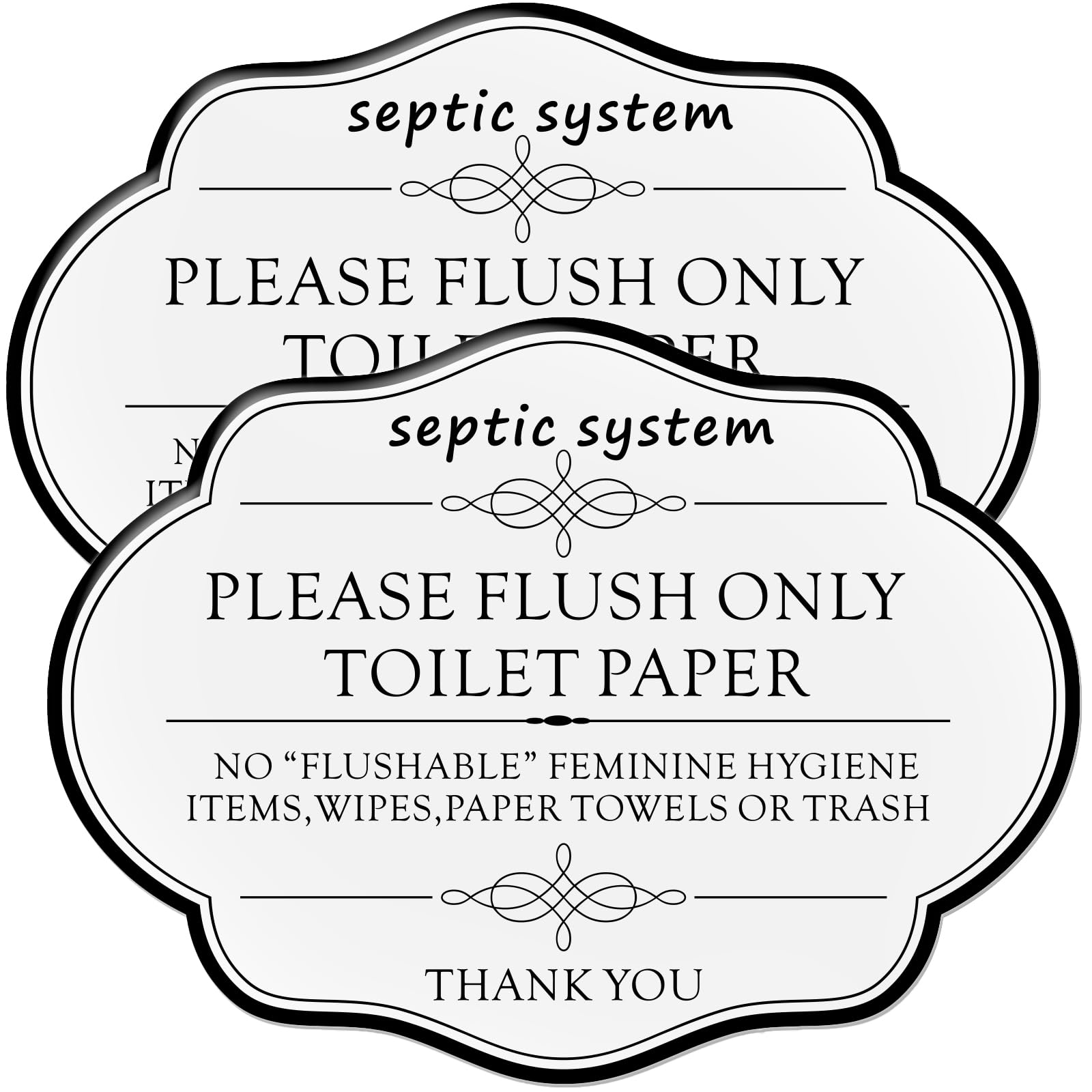 Photo 1 of Do Not Flush Rules Bathroom Signs,RAMIEYOO Designer Sign For Septic Systme,Please Flush Only Toilet Paper,Great for Home,Business or RV,Cabin (White A)