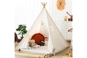 wilwolfer Kids Teepee Tent for Girls or Boys with Carry Case, Foldable Play Tent for Kids or Toddler Suit for Indoor and Outdoor Play, Protable Kids Playhouse Children Tent(Mat not Included)