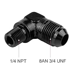 EVIL ENERGY 8AN to 1/4" NPT Male 90 Degree Fitting