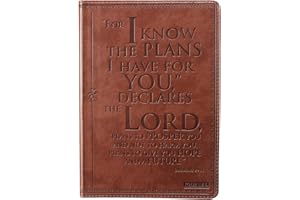 Christian Art Gifts Classic Journal I Know The Plans Jeremiah 29:11 Bible Verse, Inspirational Scripture Notebook, Ribbon Marker, Brown Faux Leather Flexcover, 336 Ruled Pages