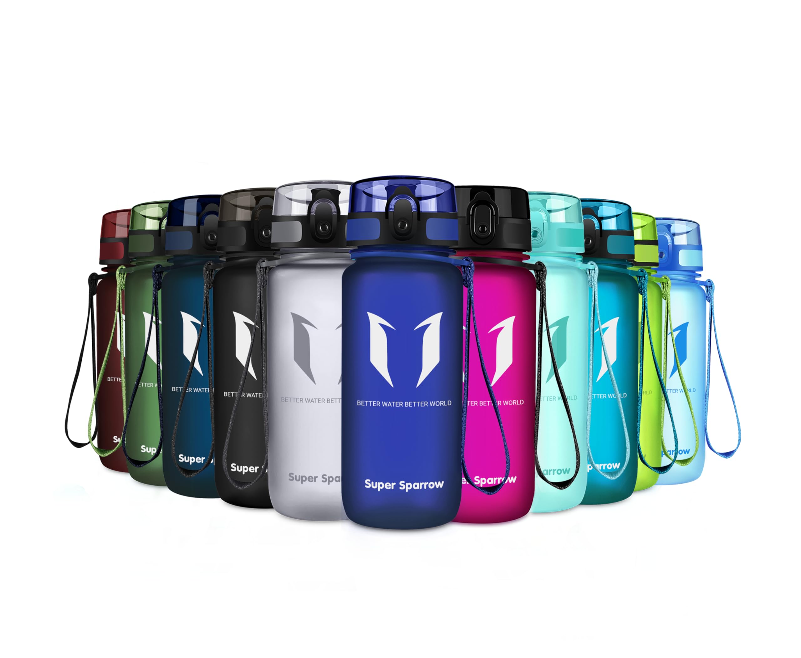 Super Sparrow Kids Water Bottle 350ml – Non-Toxic BPA Free & Eco-Friendly Tritan Co-Polyester Plastic Sports Water Bottle for School, Running and Everyday Hydration